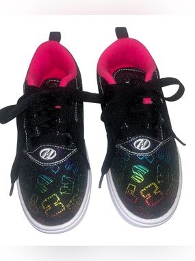Heelys Kids Size 13C Black Neon Print Roller Skate Shoes Wheeled Sneakers